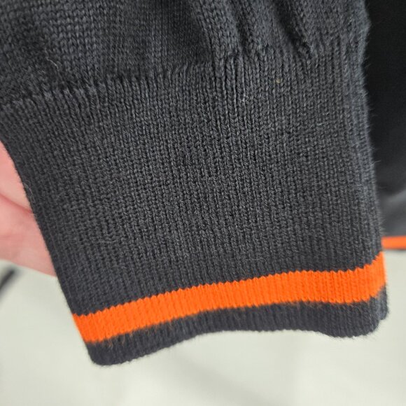 Giorgio Di Mare Yachting LOGO Black Orange Trim V-Neck 100% Cotton Long Sleeve - Picture 6 of 14